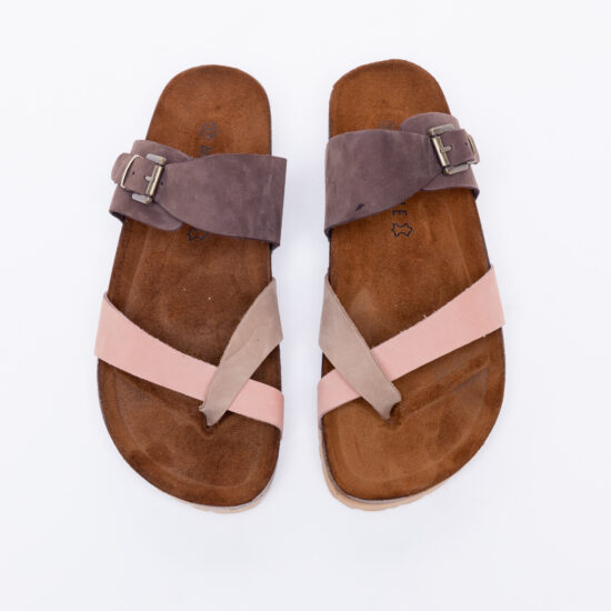 Цветни дамски летни чехли от естествен набук / /