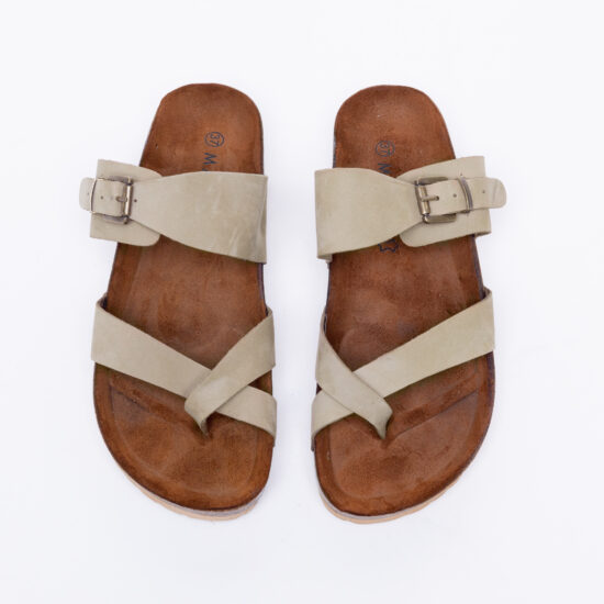 Бежови дамски летни чехли от естествен набук / / Бежови дамски летни чехли от естествен набук / /