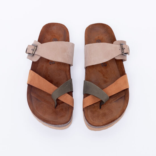 Цветни дамски летни чехли от естествен набук / / Цветни дамски летни чехли от естествен набук / /