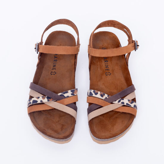 Кафяви дамски сандали от естествен набук / /