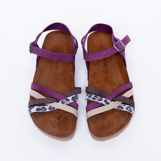 Лилави дамски сандали от естествен набук / /