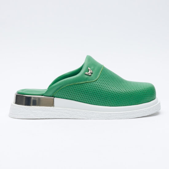 Зелени анатомични чехли от естествена кожа / /