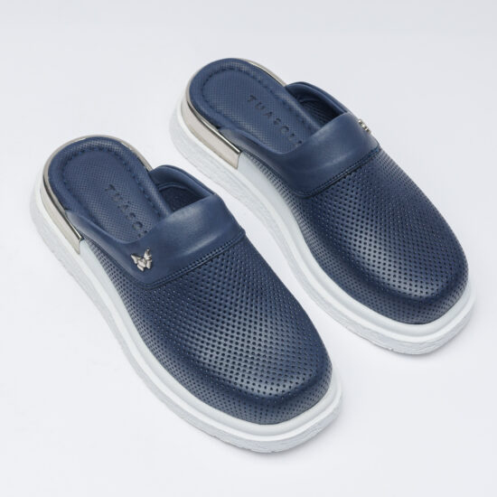 Сини анатомични чехли от естествена кожа / / Сини анатомични чехли от естествена кожа / /