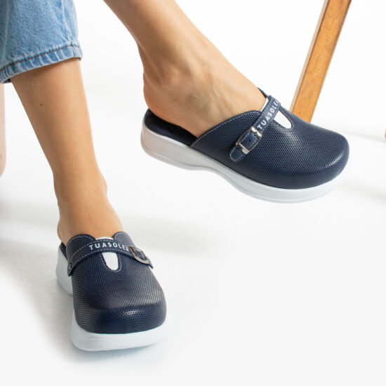 Сини кожени чехли с анатомична гел стелка / / Сини кожени чехли с анатомична гел стелка / /