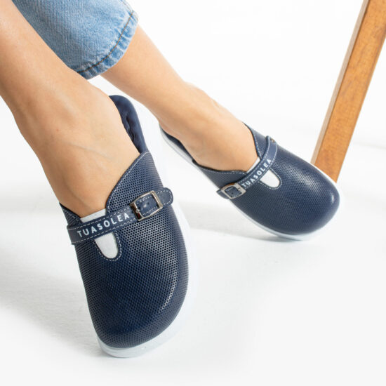 Сини кожени чехли с анатомична гел стелка / / Сини кожени чехли с анатомична гел стелка / /