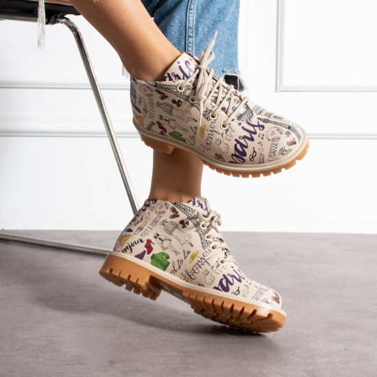 Alternative view of Дамски боти естествена кожа ниски бежови с връзки