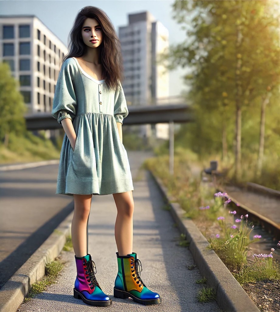 10 модни идеи за комбиниране на дамски боти от еко кожа за стилен и удобен вид / Полезни статии / рокля с кубинки