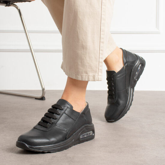 Черни анатомични маратонки от естествена кожа / /