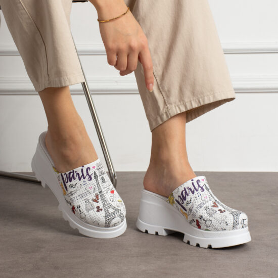 Дамско сабо на платформа от естествена кожа / /