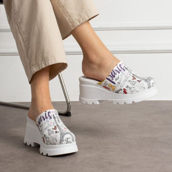 Дамско сабо на платформа от естествена кожа / /