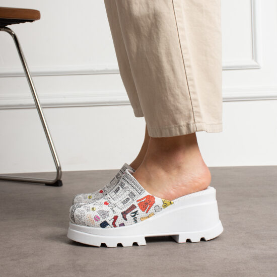 Дамско сабо на платформа от естествена кожа / /