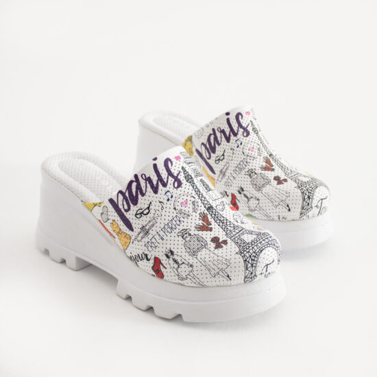 Дамско сабо на платформа от естествена кожа / /