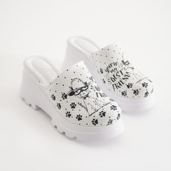 Дамско сабо на платформа от естествена кожа / /