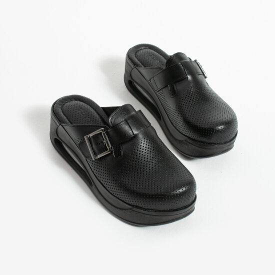 Анатомични черни чехли от естествена кожа / /