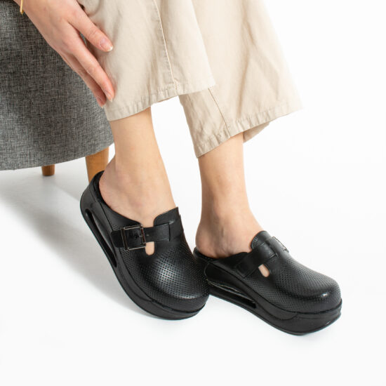 Анатомични черни чехли от естествена кожа / /