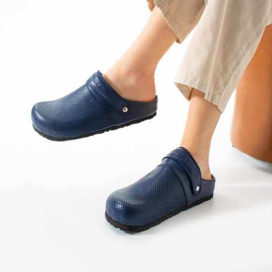 Alternative view of Дамски сини ортопедични чехли от естествена кожа