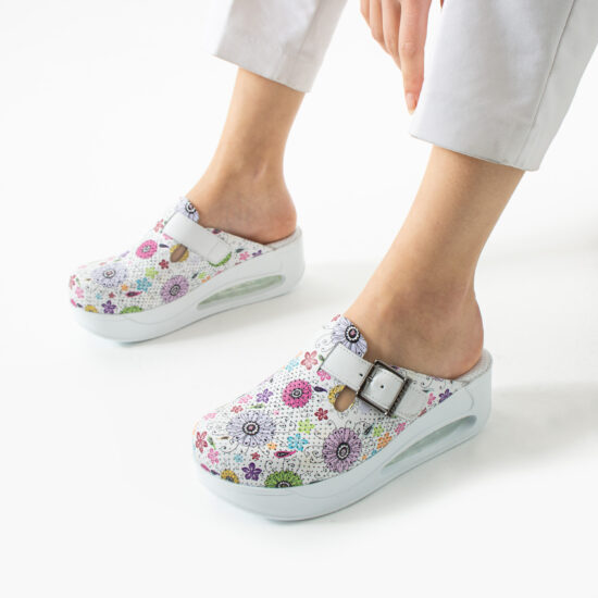 Анатомични работни чехли от естествена кожа с платформа / /