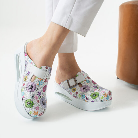 Анатомични работни чехли от естествена кожа с платформа / /