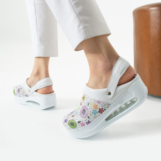 Анатомично работно сабо от естествена кожа с платформа / /