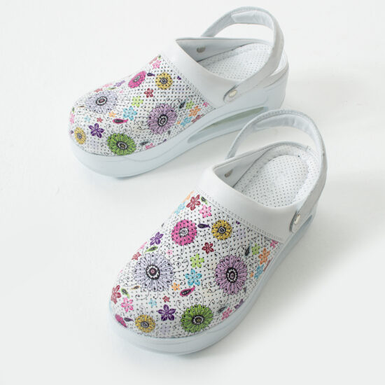 Анатомично работно сабо от естествена кожа с платформа / /