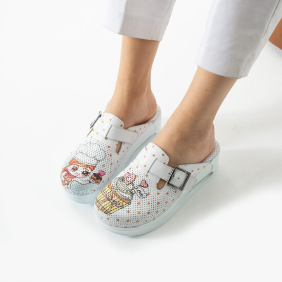 Анатомични чехли от естествена кожа с платформа за кухня / /