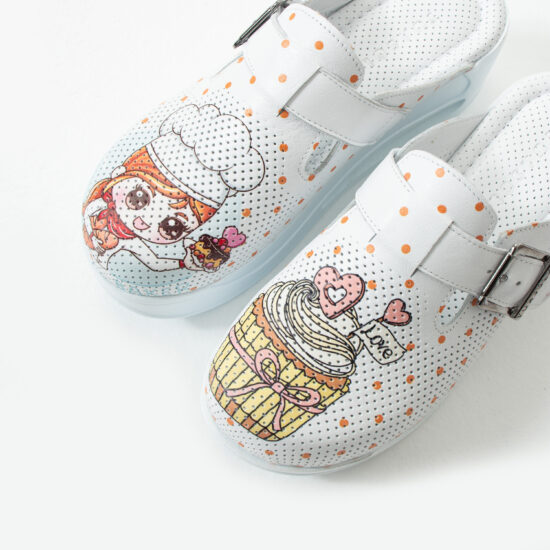 Анатомични чехли от естествена кожа с платформа за кухня / /