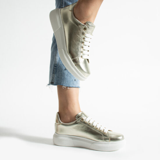 Дамски анатомични златисти кецове от естествена кожа / / Дамски анатомични златисти кецове от естествена кожа / /