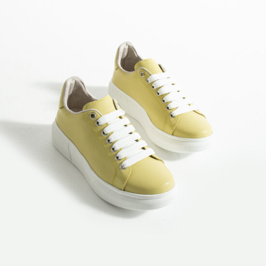 Дамски анатомични жълти кецове от естествена кожа / /