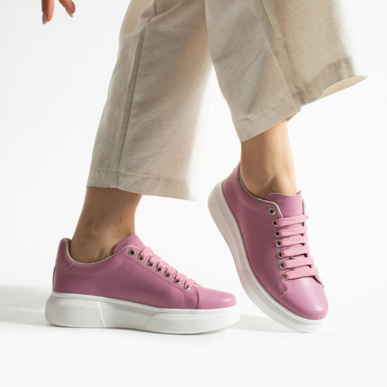 Дамски анатомични яркорозови кецове от естествена кожа / /