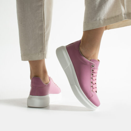 Дамски анатомични яркорозови кецове от естествена кожа / /