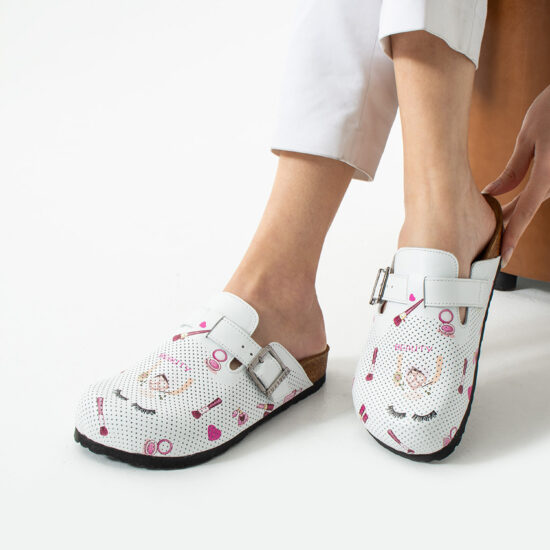 Работни ортопедични чехли от естествена кожа за козметик / /