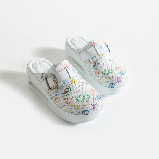 Цветни анатомични чехли от естествена кожа на платформа / /