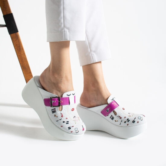 Бели анатомични  чехли на платформа за естетични салони от естествена кожа Анатомични чехли на платформа Салони и спа 2 Alternative view of Бели анатомични  чехли на платформа за естетични салони от естествена кожа