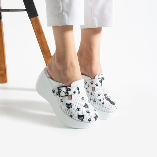 Alternative view of Дамски анатомични чехли на платформа от естествена кожа