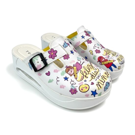 Alternative view of Дамски работни анатомични чехли на платформа от еко кожа