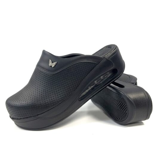 Дамски черни анатомични чехли на платформа от еко кожа / /