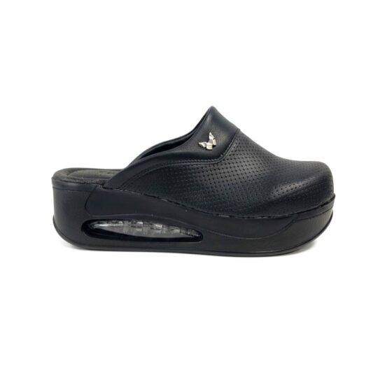 Дамски черни анатомични чехли на платформа от еко кожа / /