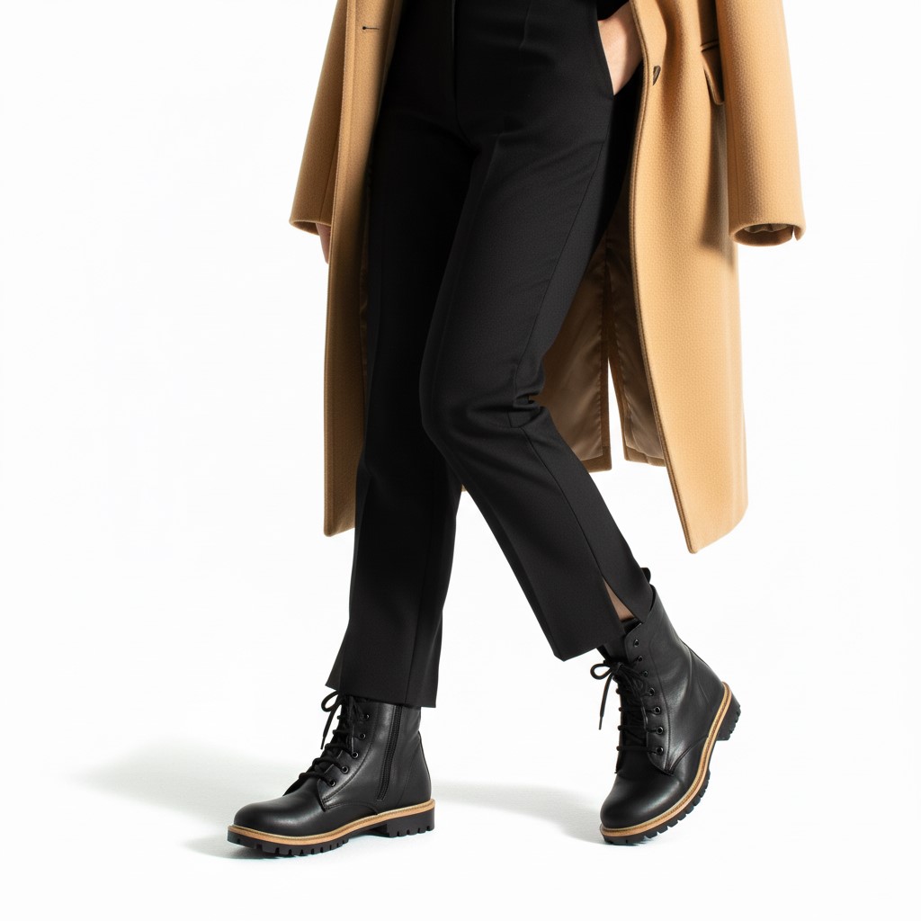 Дамски черни кубинки естествена кожа с цип Дамски боти 13 Дамски черни кубинки естествена кожа с цип - Image 3