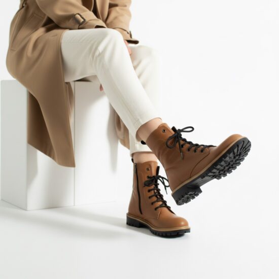 Дамски кафяви кубинки естествена кожа с цип / / Дамски кафяви кубинки естествена кожа с цип / /