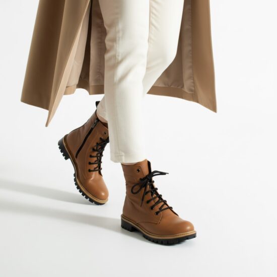 Дамски кафяви кубинки естествена кожа с цип / / Дамски кафяви кубинки естествена кожа с цип / /