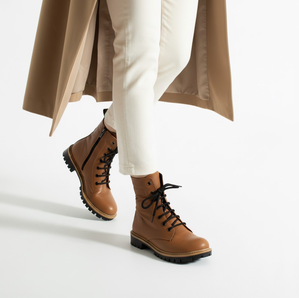 Дамски кафяви кубинки естествена кожа с цип Дамски боти 14 Дамски кафяви кубинки естествена кожа с цип - Image 4