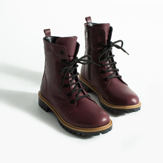 Дамски кубинки естествена кожа с цип в цвят бордо / / Дамски кубинки естествена кожа с цип в цвят бордо / /