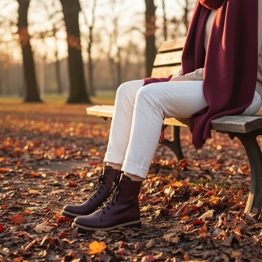 Дамски кубинки естествена кожа с цип в цвят бордо Дамски боти 16 Дамски кубинки естествена кожа с цип в цвят бордо - Image 6