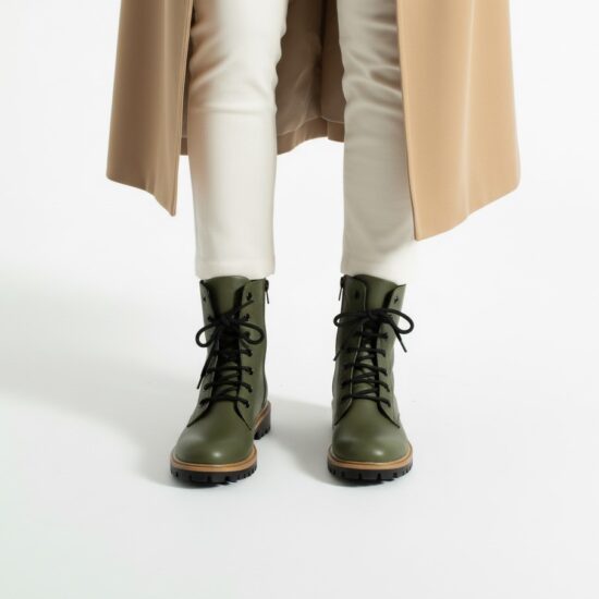 Дамски тъмнозелени кубинки естествена кожа с цип / / Дамски тъмнозелени кубинки естествена кожа с цип / /