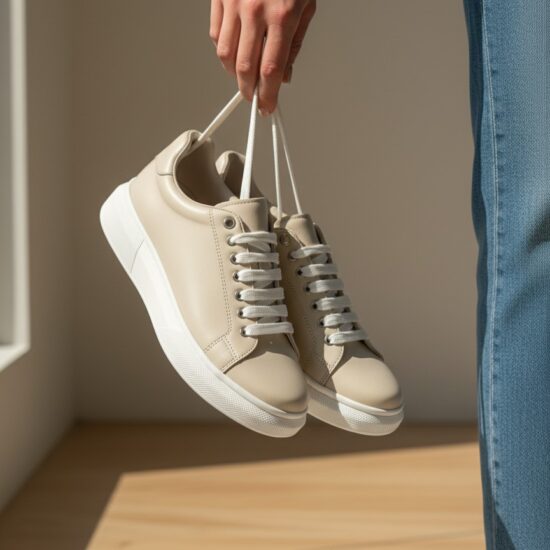 Анатомични бежови дамски кецове от естествена кожа / /