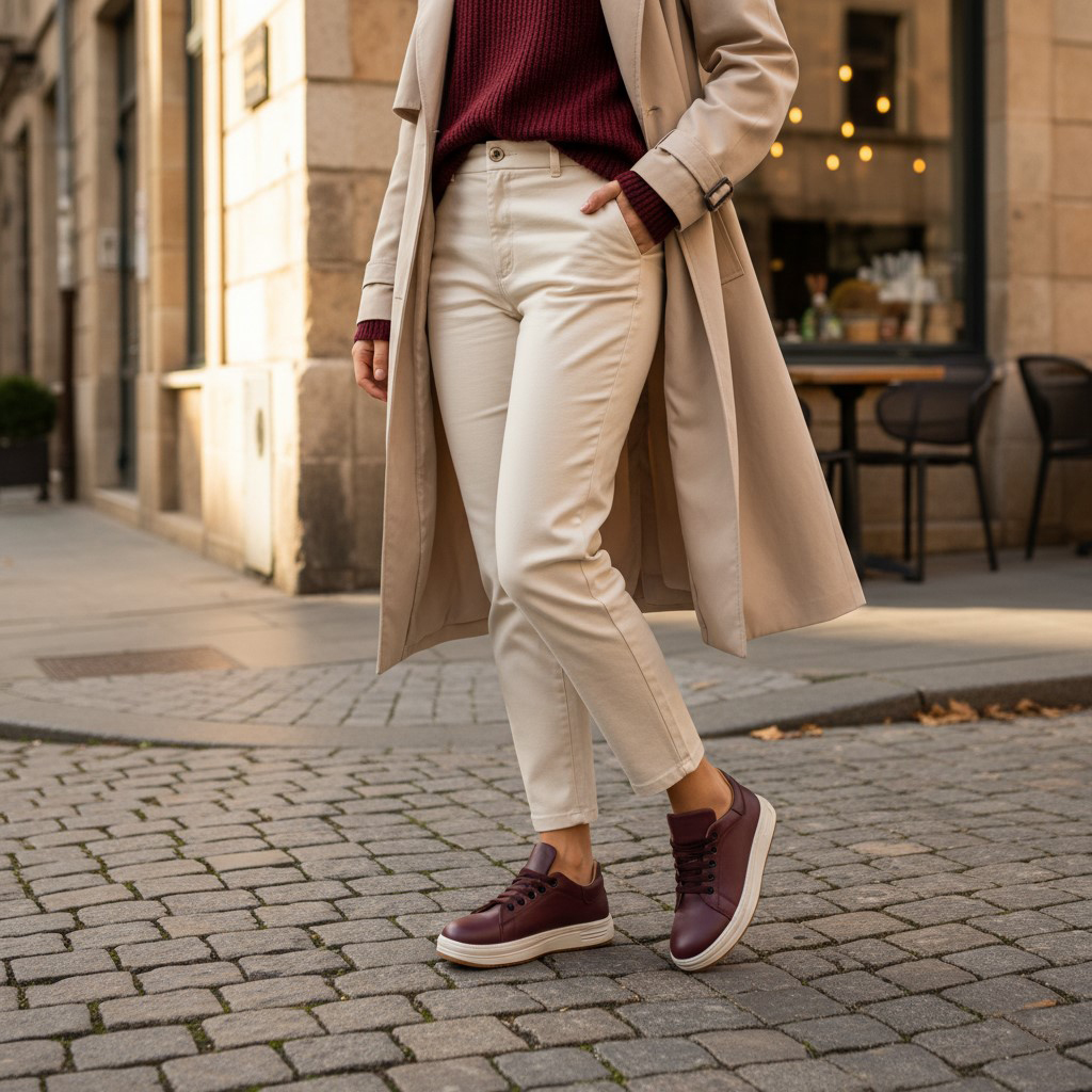 Дамски анатомични кецове от естествена кожа в цвят бордо Дамски кецове и сникърси 16 Дамски анатомични кецове от естествена кожа в цвят бордо - Image 6