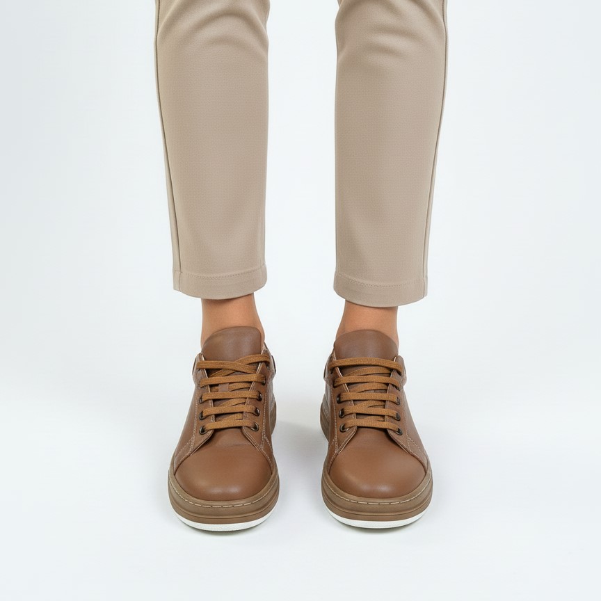 Дамски кафяви анатомични кецове от естествена кожа Дамски кецове и сникърси 13 Дамски кафяви анатомични кецове от естествена кожа - Image 3