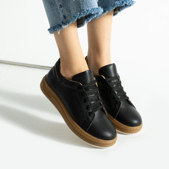 Дамски черни анатомични кецове от естествена кожа / / Дамски черни анатомични кецове от естествена кожа / /