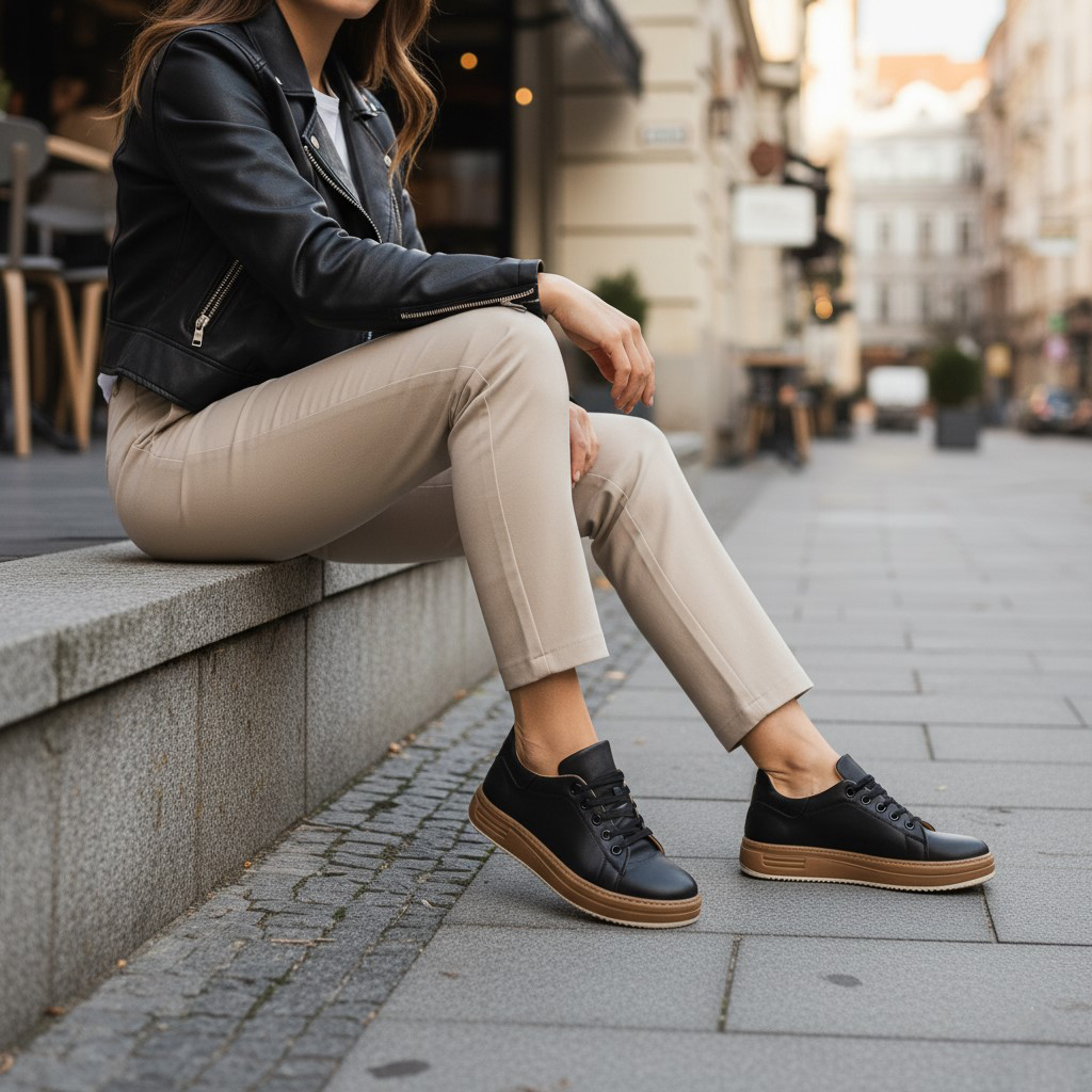 Дамски черни анатомични кецове от естествена кожа Дамски кецове и сникърси 16 Дамски черни анатомични кецове от естествена кожа - Image 6