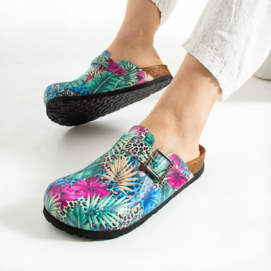 Дамски ортопедични чехли с цветен дизайн / /